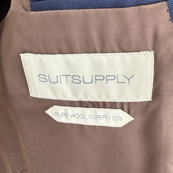 SUITSUPPLY Lazio Vitale Barberis Canonico Super 110s Wool Blue Blazer 46R - Picture 4 of 7